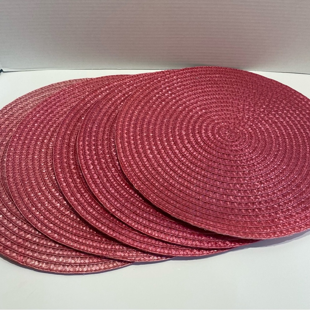 Brown braided placemats set up five table mats for dining tables woven washable
